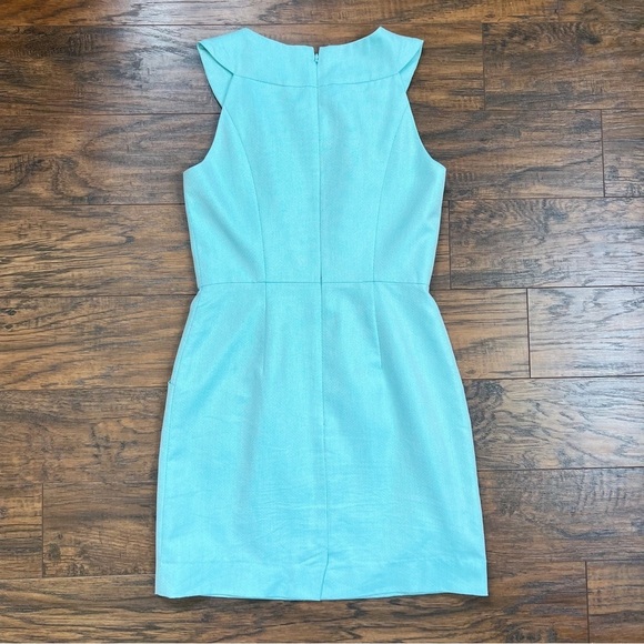 Shoshanna • Jewel Neck Sheath Dress mini cocktail aqua turquoise embellished - Picture 9 of 10